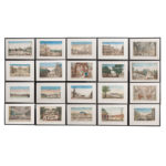 Suite of Twenty French 18th-Century Hand-Colored Vue d’Optique Etchings