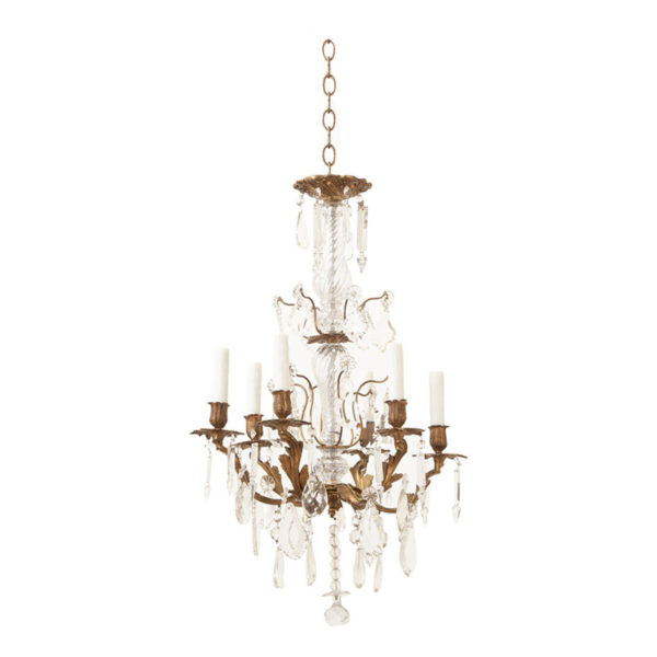 French 19th Century Crystal-and-Brass Louis XV-Style Chandelier