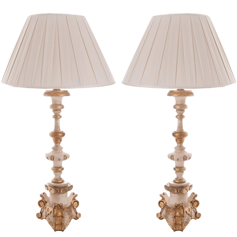 pair painted lamps 1