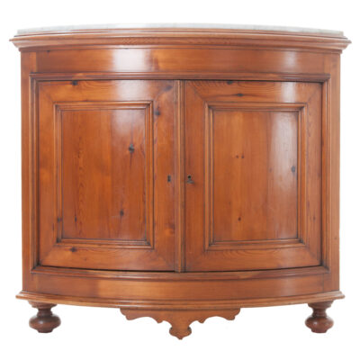 French 19th Century Pine Marble-Top Corner Cabinet