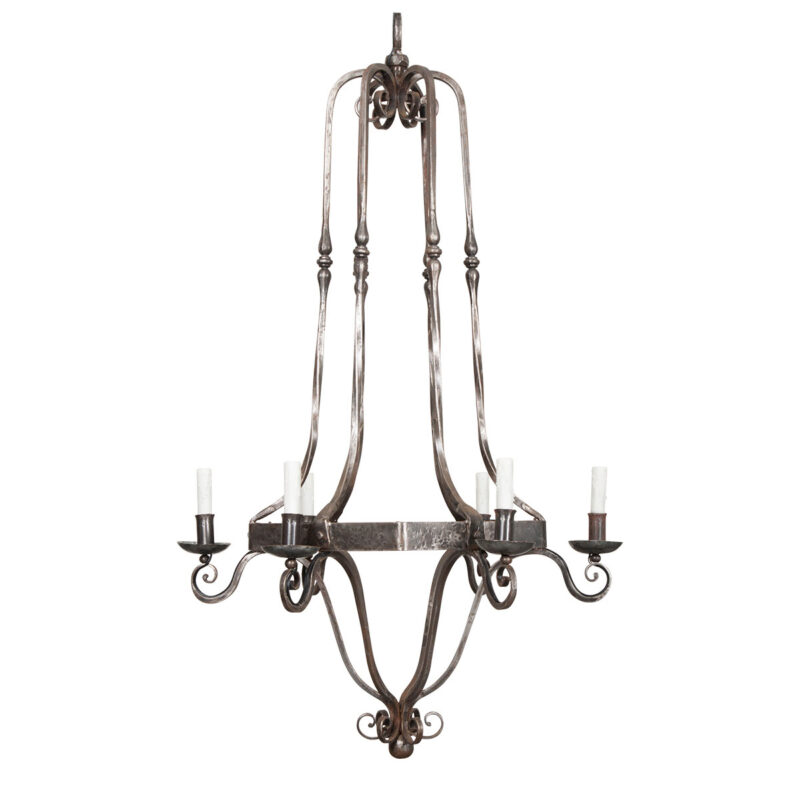 French antique forgediron large chandelier