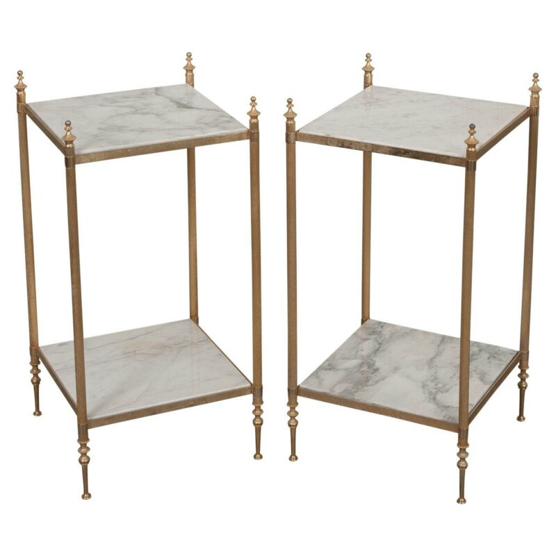 brass marble pair table shelf