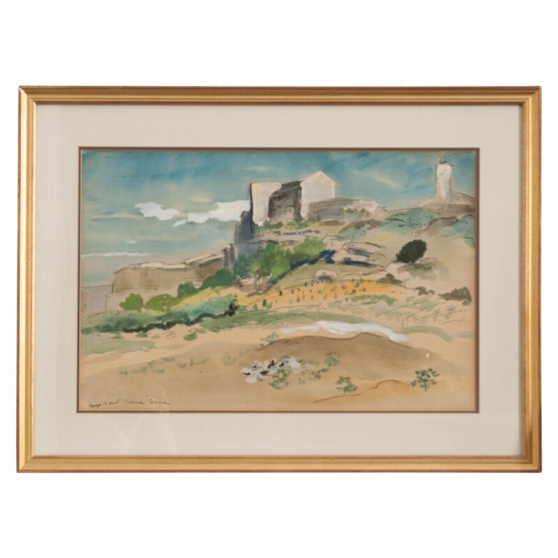 french watercolor landscape painting framed