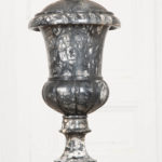 French Vintage Black and White Marble Urn Lamp