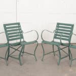 Set of Five French Early 20th Century Metal and Wood Garden Chairs