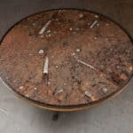French Vintage Iron and Fossil Marble Coffee Table