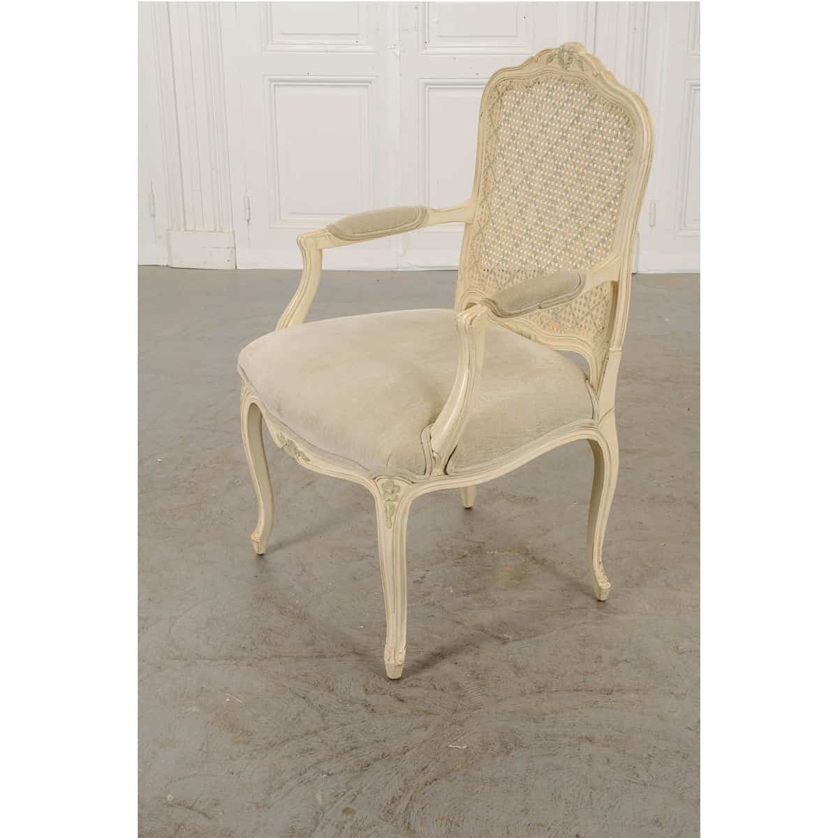 Unit price Rustic mulched armchair Louis XV style in French oak Provence armchair 1940s paint