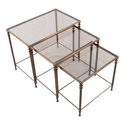 antique nesting tables glass brass