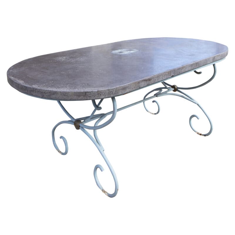 oval concrete iron base garden table