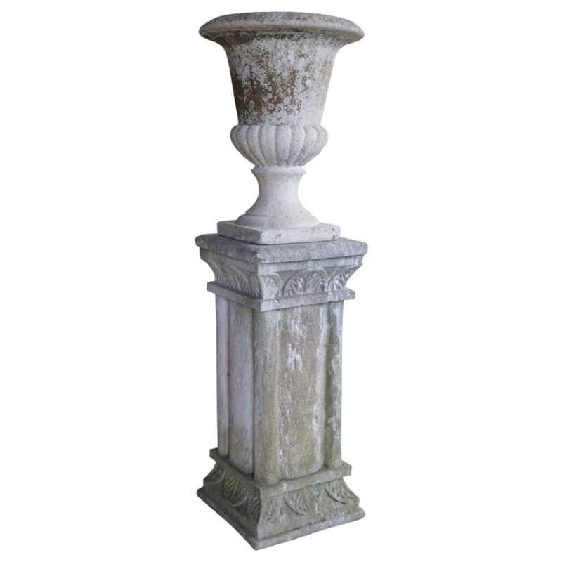 stone pedestal with stone urn