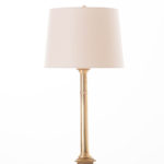 Rubbed Brass Column-Form Table Lamp