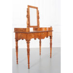 antique dressing table vanity burl wood chestnut mirror