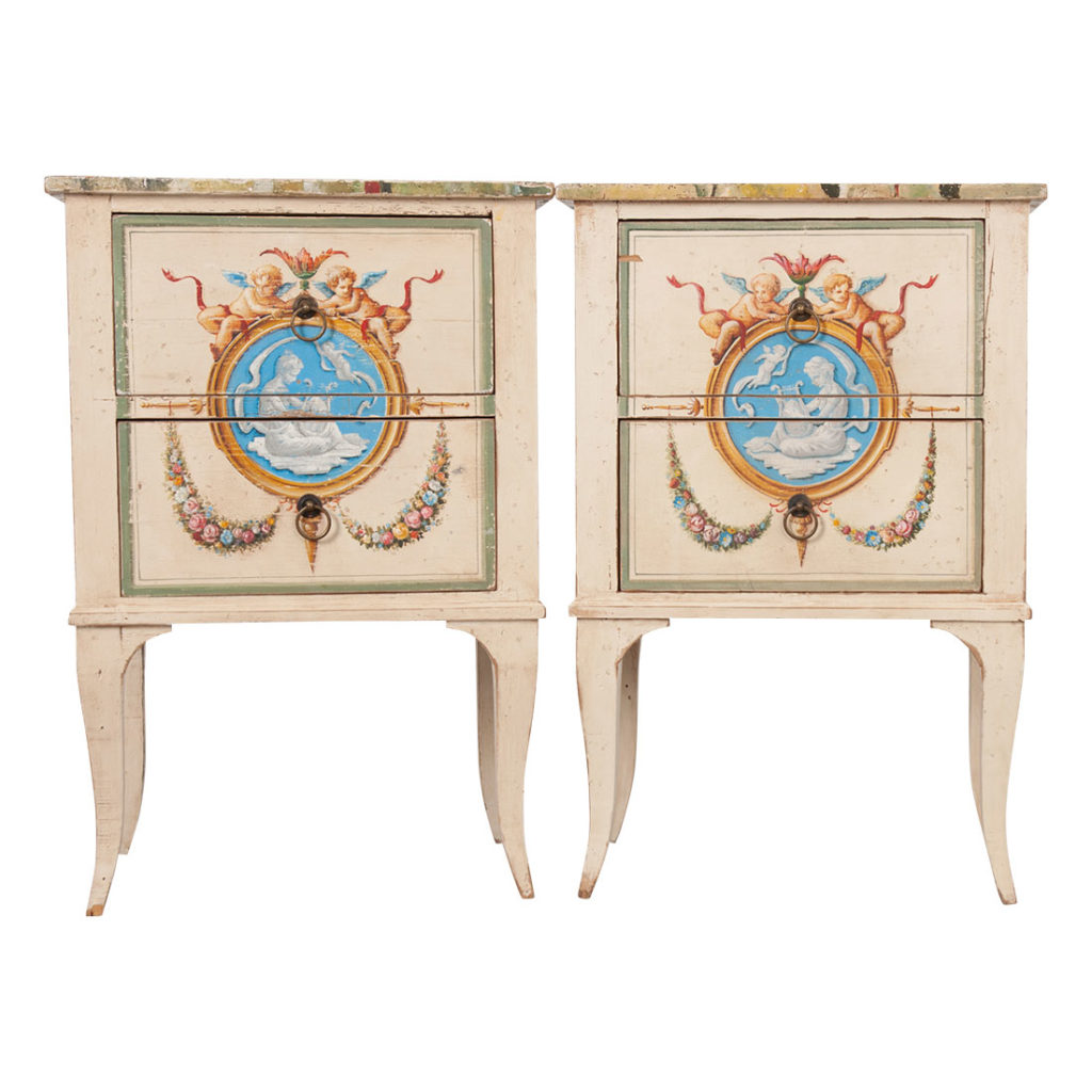 Italian painted chest commodes fauxmarble