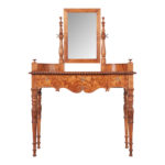antique dressing table vanity burl wood chestnut mirror