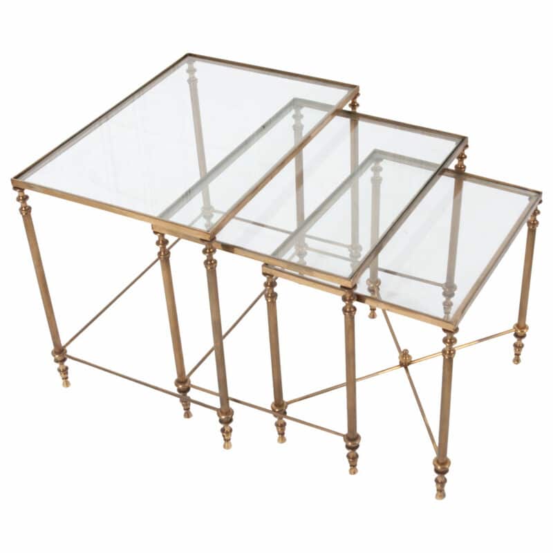 brass glass nesting tables vintage