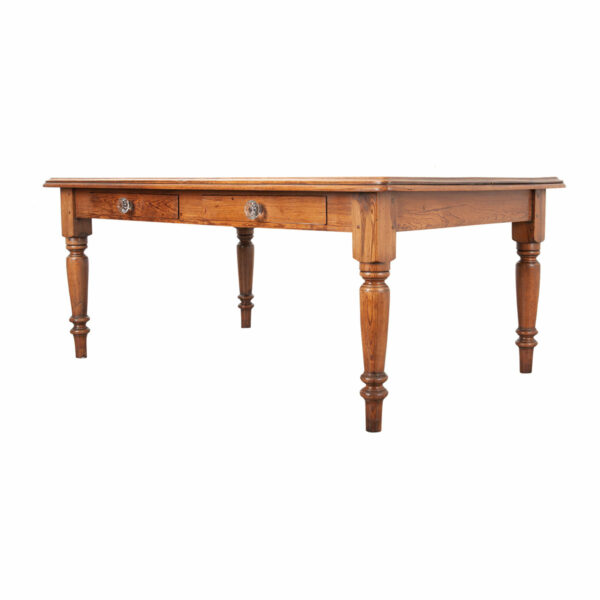 English 19th Century Pine Farmhouse Table with Drawers