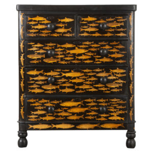 English 19th Century Chest with Fish Decoupage