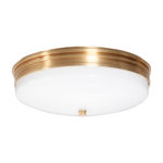 Flush Ceiling Mount Light with White Glass and Brass