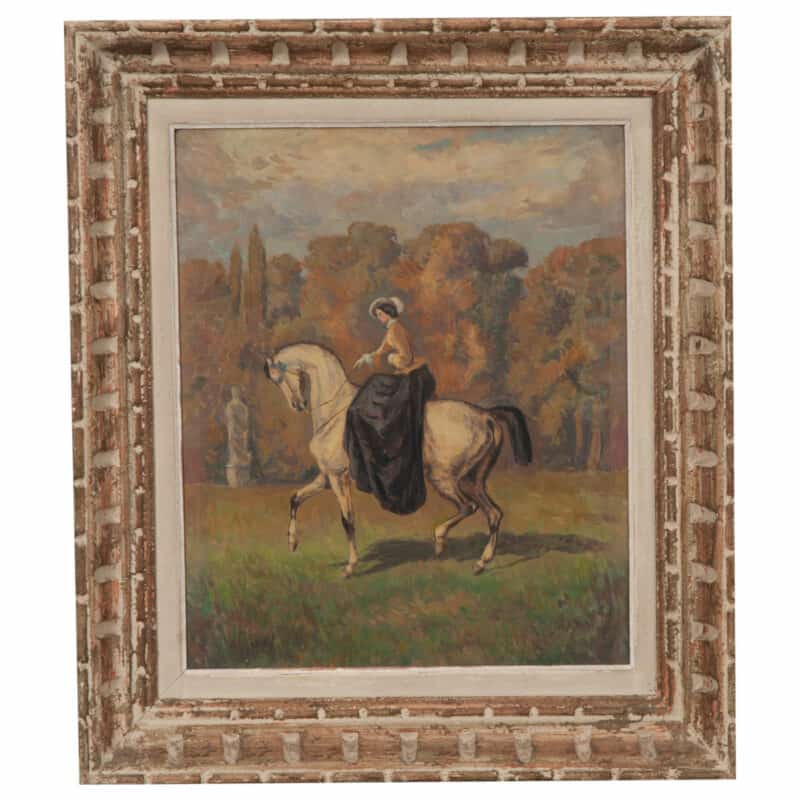 Painting of Lady on White Horse