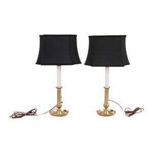 French Pair of Brass Candlestick Lamps