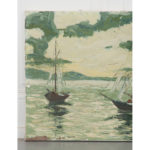 Vintage French Oil on Canvas of Sailboats