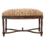 French Carved Walnut Bench with Needlepoint Upholstery