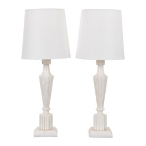 French Pair of Vintage Marble Lamps