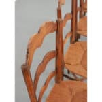 Set of 4 French 19th Century Provincial Oak Rush Seat Dining Chairs