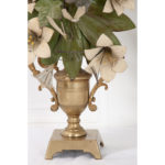 Pair of Vintage Tole Flowers in Brass Stand
