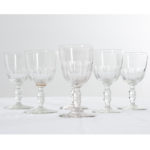 French Set of 6 Cut Crystal Wine Glasses