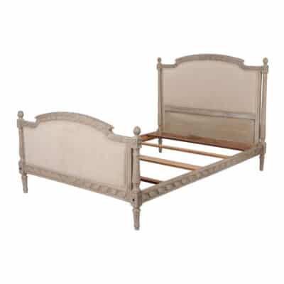 French Vintage Carved and Painted Louis XVI-style Queen Bed