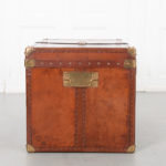 Vintage Reproduction Leather and Brassbound Steamer Trunk