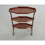 French Vintage Mahogany & Brass 3 Tier Table