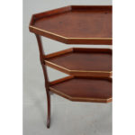 French Vintage Mahogany & Brass 3 Tier Table
