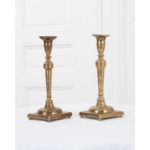 French Pair of Solid Brass Candle Holders