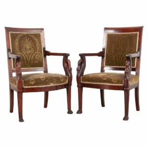 Pair of French 19th Century Empire Style Fauteuils