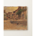French Vintage Cityscape Painting on Canvas