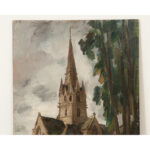 French Vintage Cathedral Painting