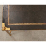 French Vintage Metal & Leather Top Coffee Table