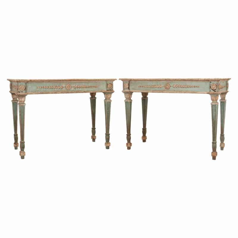 French Pair of Painted Louis XVI Style Consoles