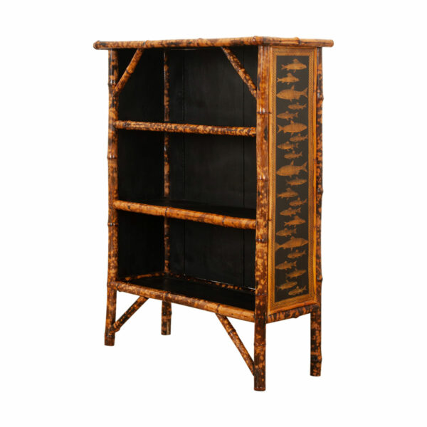 English Bamboo Decoupage Bookcase