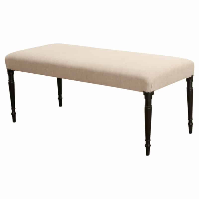 English Ebony & Upholstered Bench