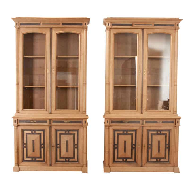 Pair of 19th Century Bleached Oak Bookcases