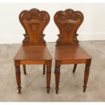 English 19th Century Pair of Oak Hall Chairs