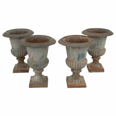 Set of 4 19th Century Iron Garden Urns