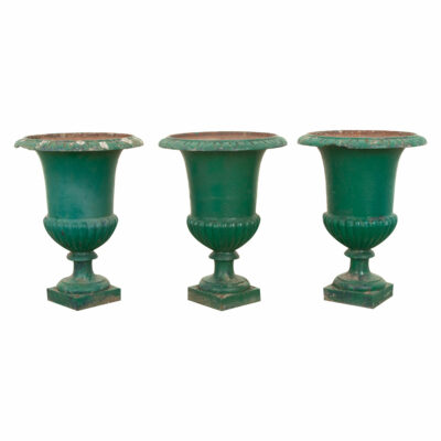 Set of 3 French Painted Garden Urns