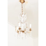 French Vintage Brass & Crystal Chandelier