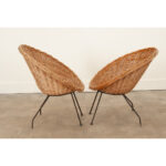 French Vintage Set of 2 Petite Rattan Chairs
