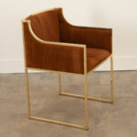 Willy Rizzo Upholstered Brass Arm Chair