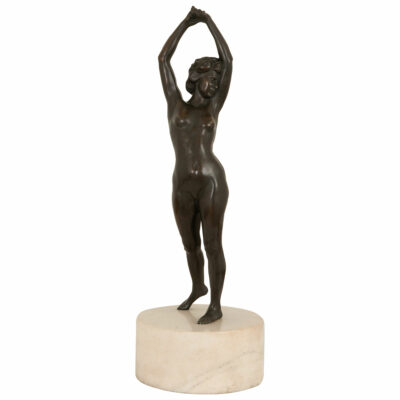 American Patinated Bronze of “Greeting the Dawn”